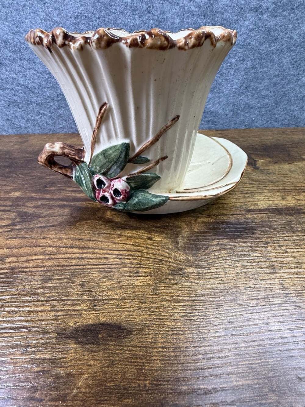Vintage McCoy Pottery Lotus Leaf and Berry Planter